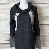 Maurice's Grey Cowl Neck Lace Detailed Tunic Length Sweater Photo 0
