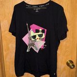 Karl Lagerfeld  Black Graphic Women's Top Size Large Photo 0