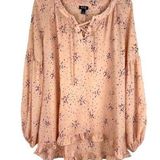 a.n.a . Peach Boho Tunic Top with Ties and Ruffles Women’s Size Medium Photo 0