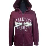Aeropostale Y2K Puff Print Embroidered Spell Out Zip Up Hoodie Womens L Maroon Photo 0
