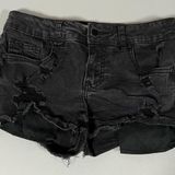 Chi Chi London Black Distressed Denim Low-Rise Stretch Jean Shorts Bottoms Size 3 🖤 Photo 0
