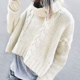 Glam Chunky cableknit turtleneck boutique sweater Photo 0
