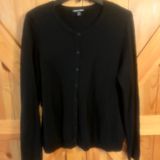 Hilary Radley Cardigan Button Front Women’s Size L Knit Sweater  Black Photo 0
