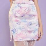 Dolls Kill ON CLOUD NINE cherub print satin slit MINI SKIRT pink never worn Photo 0