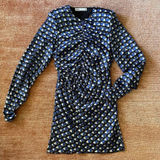 ZARA  Blue Geometric Print Mini Dress Ruched Long Sleeve Size S Photo 0