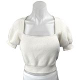 & Other Stories & Other Stories White Wool Rib Knit Square Neck Puff Sleeve Blouse Crop Top M Photo 0