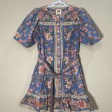 Farm Rio š$210 SZ MEDIUM BLUE SUPERBLOOM TAPESTRY ORGANIC COTTON MINI DRESS EUC Photo 0