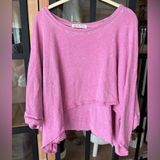 We The Free  People CC tee barbie pink raglan raw hem cropped top distressed Photo 0