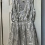 Greylin Anthropology  sliver metallic shimmer pleated holiday Photo 0