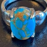 Blue brown gemstone S925 silver ring size 8.5 Photo 0