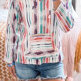 Beach By Exist Colorful Beach Coverup With Hood  Photo 0