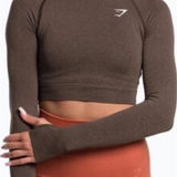 Gymshark  Vital Seamless 2.0 Long Sleeve Crop Top Brown Marl Long Sleeves Photo 0