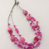 Charming Charlie Pink Multi-strand Glass Bead Necklace Photo 0