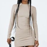 Princess Polly Diani Beige Long Sleeve Mini Dress 10 Photo 0