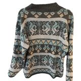 Vintage 80's Croquet Club Sweater Neck Pastel Geometric Womens Small Made In USA Photo 0