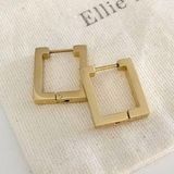 18k Gold Square Hoop Statement Earrings Photo 0