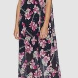 Ellen Tracy Ibiza Halter Tie Maxi Dress, Balinese Floral Pink, Size XL New w/Tag Photo 0