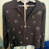 Studio Works Studio Work full zip Christmas sweater with embroidered detail and‎ bells size M Photo 0