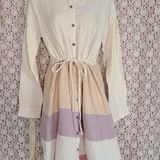 Mystree NWT  pastel purple punk grey cream colorblock fit and flair t-shirt dress 

size medium Photo 0