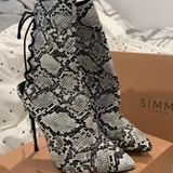 Simmi Snake Skin Lace-up Heels Photo 0