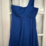 Bill Levkoff  | Royal Blue One Shoulder Cocktail Formal Prom Dress Size 12 Photo 0