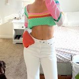 Trendy Cropped Knit Sweater Photo 0