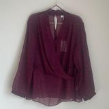 H by Halston NWT HALSTON Magenta Sheer Blouse Photo 0