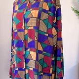 Allison Taylor Vintage ‘90s Stained Glass Button Down Silk Blouse Photo 0