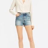 Everlane Medium Wash Blue Denim Cheeky Cut-Off Jean Shorts Women's Size 25 Photo 0