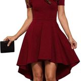 Sarin Mathews Maroon Dress Size Medium BRAND NEW Off The Shoulders High Low Photo 0