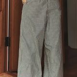 Anthropologie NWT wren boxer pants in green stripe Photo 0