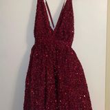 Luxxel Burgundy Sequin Prom Dress Photo 0