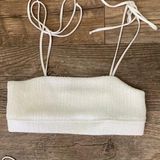 frankie's bikinis White Ribbed Strappy Bikini Top Photo 0