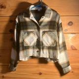 FOR THE REPUBLIC -Women’s size small cropped long sleeve plaid button down by Photo 0