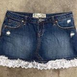 American Vintage Vintage y2k lace trim denim jean mini skirt Photo 0