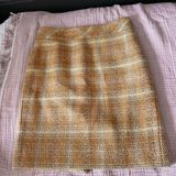 J.Crew  yellow plaid tweed wool pencil skirt Photo 0