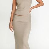 Charcoal Knit Sweater Skirt Set Photo 0