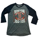 Majestic Threads 3/4 Sleeve T Shirt Top Grey Red Navy Medium Boston Red Sox Photo 0