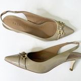 Talbots Edison Slingback Bow Flats Nude Tan Slingback Heels Patent Size 7 Photo 0