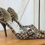 Dollhouse Houndstooth Fabric Buckle Pointed Toe Heels Tan Brown 7.5 Photo 0