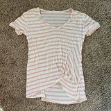 Halogen 🌺  pink and white striped knot tee Photo 0