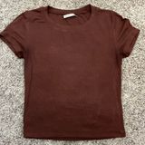 Active Basic Brown short sleeve crop shirt Photo 0