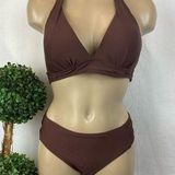 Antonio Melani Brown 2 Piece Swim Bathing Suit Set NEW M Photo 0