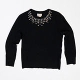 Kate Spade Wool Modal Cashmere Jewel Crystal Diamond Neckline Pullover Sweater Photo 0