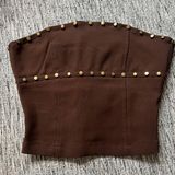 Edikted Darcy Brown & Gold Studded Lace Up Tube Top Photo 0
