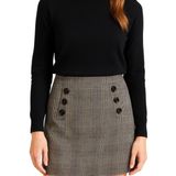 Banana Republic Women's 100% Wool Plaid Mini Skirt Brown Check Button Front 4 Photo 0