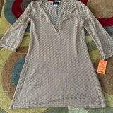 Jordan Taylor NWT  Collection Gold Metallic See Through Cut Out Coverup Dress Photo 0