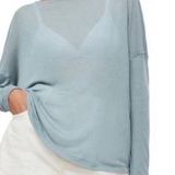 ALLSAINTS  Blue Lightweight Modal Long Sleeve Sweater Top Size Large Photo 0