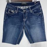 Rue 21 Premiere Embellished Denim Bermuda Shorts Women’s 5/6R Embroidered Pockets Photo 0
