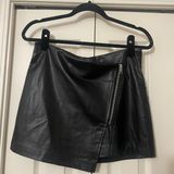 ZARA Black Faux Leather Asymmetrical Wrap Skirt Photo 0